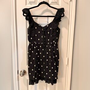 Daisy Peasant Dress, Black